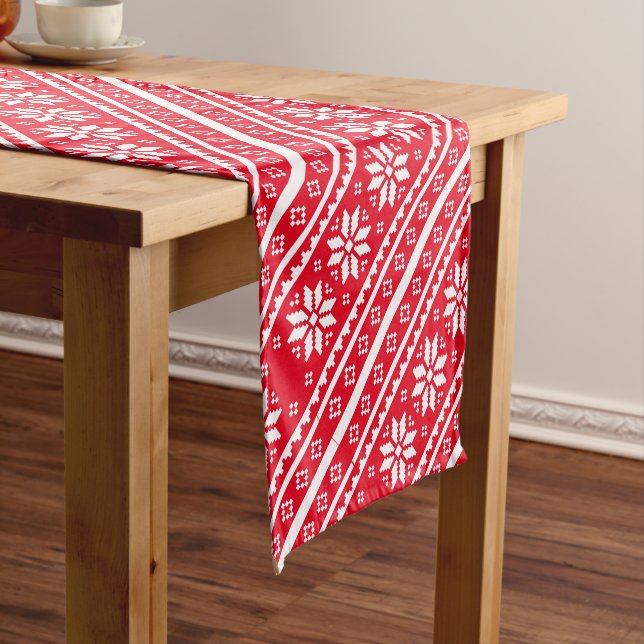 Chirstmas table runner with nordic snowflake print (In Situ)