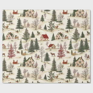 Chirstmas Vintage Village Wrapping Paper
