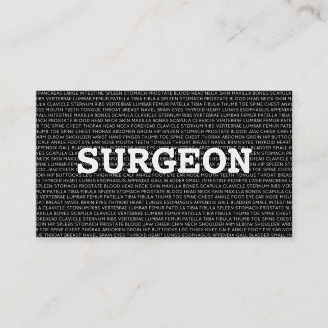 Chirurgien Médicales mots Carte de visite (Devant)