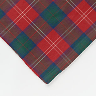 Chisholm Clan Tartan Red and Green Scottish Plaid Fleece Blanket