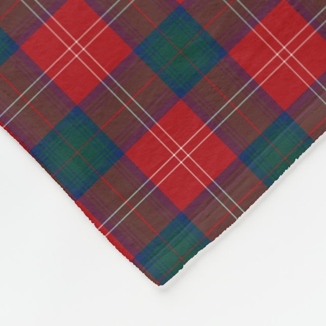 Chisholm Clan Tartan Red and Green Scottish Plaid Fleece Blanket (Corner)