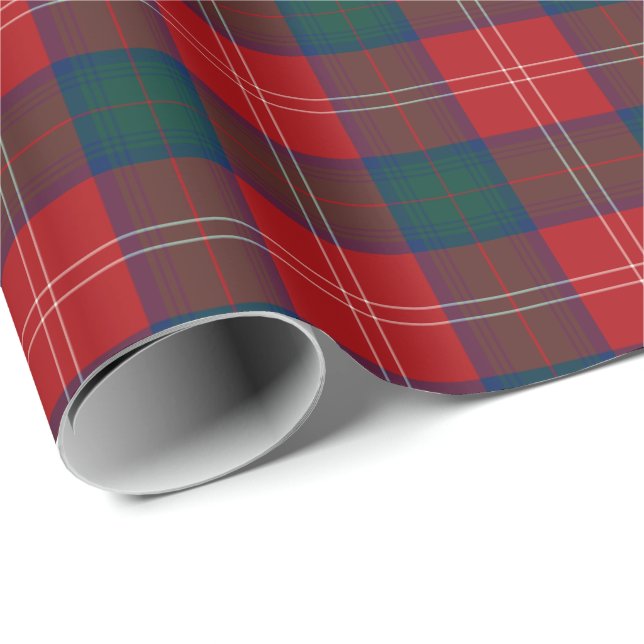 Chisholm Family Tartan Red Scottish Plaid Wrapping Paper (Roll Corner)