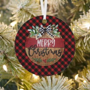 Chisholm Modern Scottish Tartan Christmas Metal Ornament