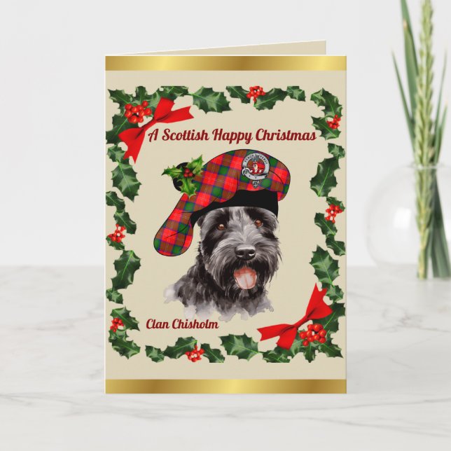 Chisholm Scottie Dog Personalized Xmas Card (Front)