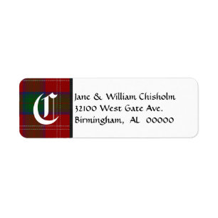 Chisholm Tartan Plaid Monogram Address Labels