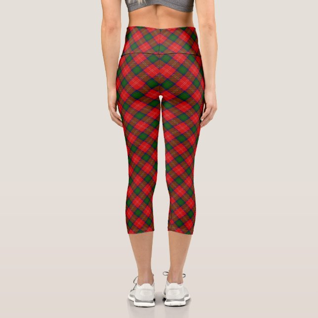 Chisholm tartan red green plaid capri leggings (Back)