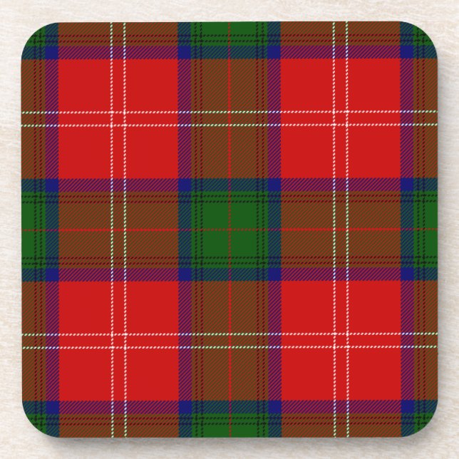 Chisholm tartan red green plaid coaster (Front)