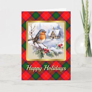 Chisholm Tartan w/Robin Personalized Xmas Card