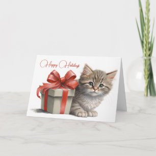 Chistmas Kitty with Gift Box Card