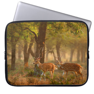 Chital or cheetal, Axis axis, spotted deers or axi Laptop Sleeve