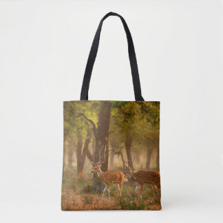 Chital or cheetal, Axis axis, spotted deers or axi Tote Bag