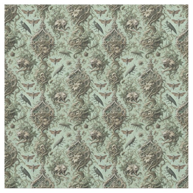 Chitinous Elegy – Gothic Victorian Dense Tile Fabric (Close Up)