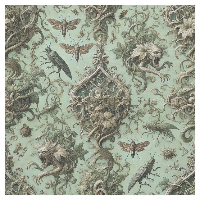 Chitinous Elegy – Gothic Victorian Statement Tile Fabric (Swatch)