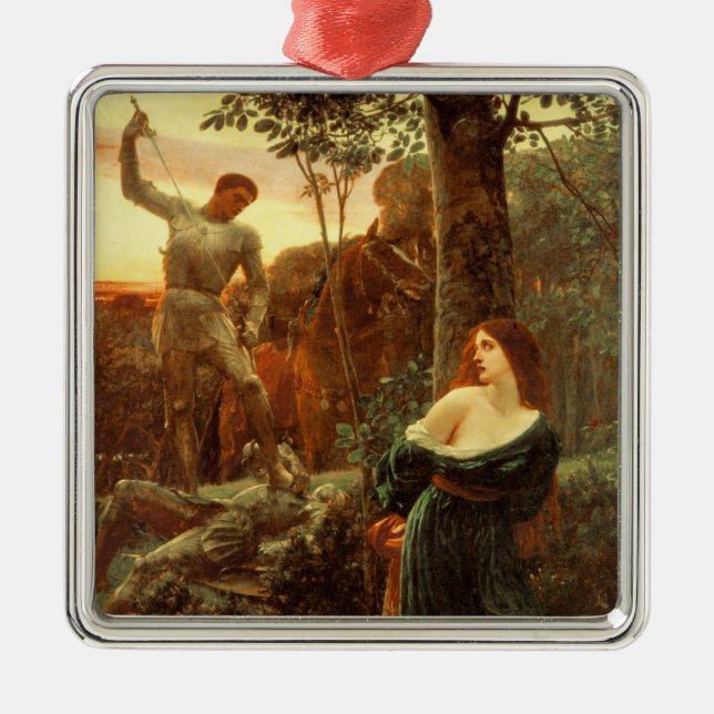 Chivalry (by Frank Dicksee) Metal Ornament (Front)