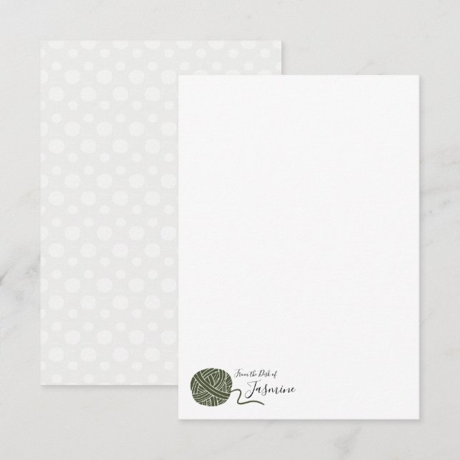 Chive Green Yarn Ball Note Card (Front/Back)
