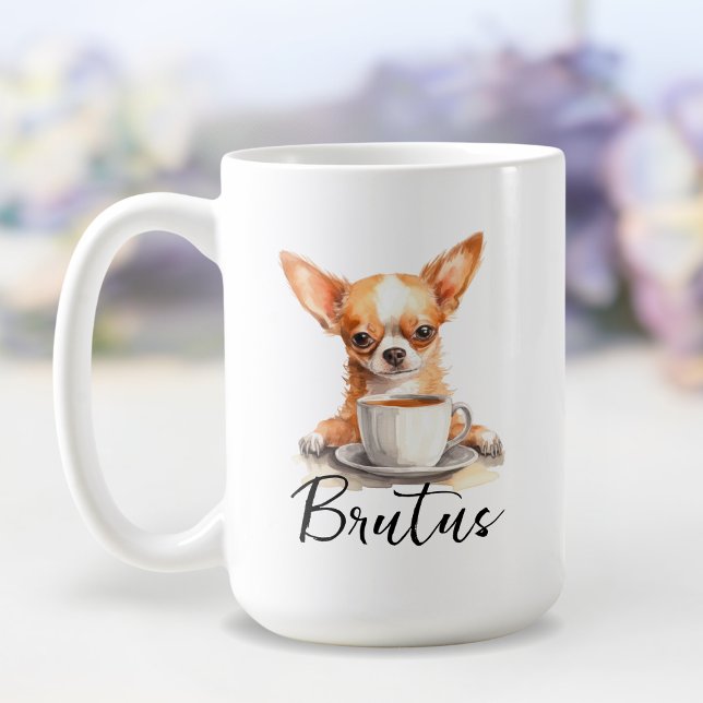 Chiwawa dog with coffee mug, dog with attitude mug (Creator Uploaded)