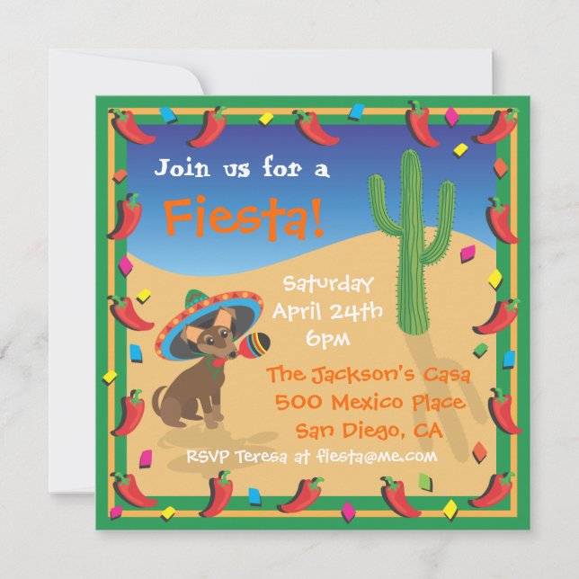 Chiwawa's Mexican Fiesta Party Invitation (Front)