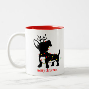 Chiweenie Christmas Lights Two-Tone Coffee Mug