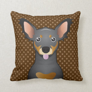 Chiweenie Dog Cartoon Paws Throw Pillow
