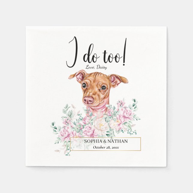 Chiweenie Dog Wedding Cocktail Napkins (Front)