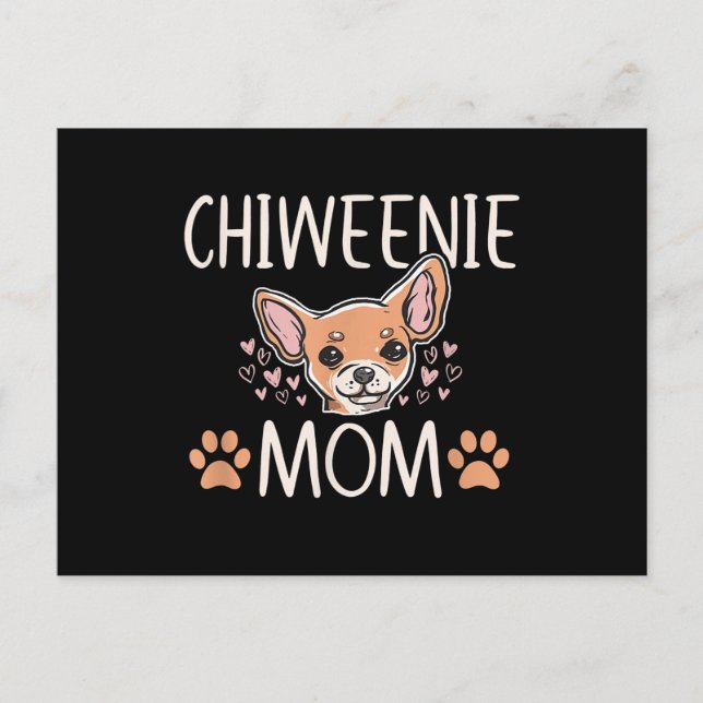 chiweenie mom chihuahua cute dog owner love lover announcement postcard (Front)