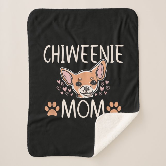 chiweenie mom chihuahua cute dog owner love lover sherpa blanket (Front)