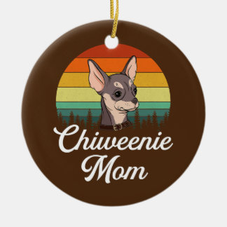 chiweenie mom chiweenie  ceramic ornament