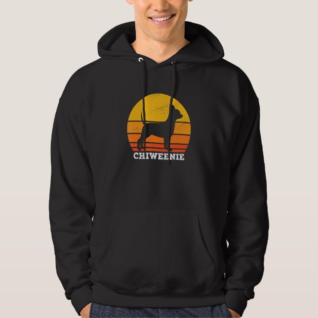 Chiweenie Sunset Retro Vintage Chiweenie Dog Lover Hoodie (Front)