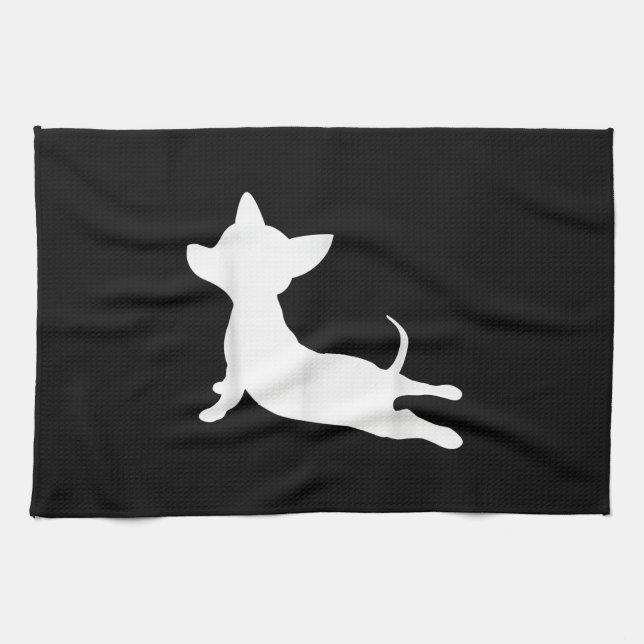 chiweenie yoga ness gift, chihuahua dachshund kitchen towel (Horizontal)