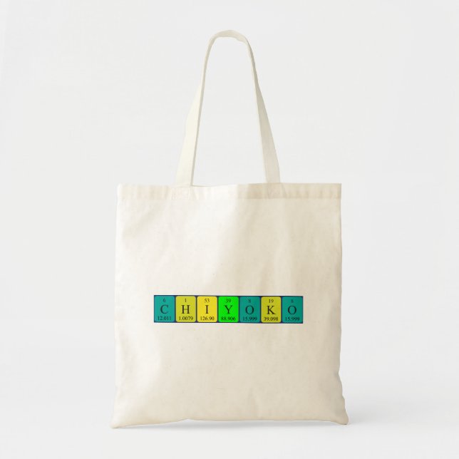 Chiyoko periodic table name tote bag (Front)