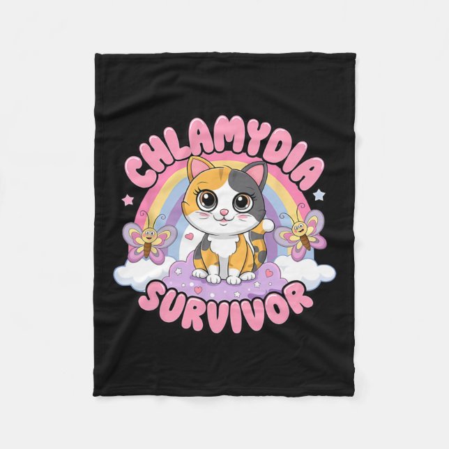 Chlamydia Survivor Cat Meme Funny Shirts For Men A Fleece Blanket (Front)