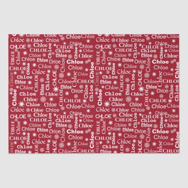 CHLOE Custom Name With Snowflakes  Tissue Paper (Front)