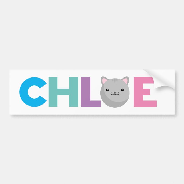 Chloe grey or ginger Cat Bumper Sticker (Front)