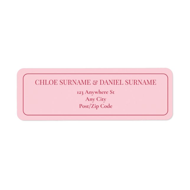 CHLOE Modern Bold Pink RSVP Return Address Label (Front)