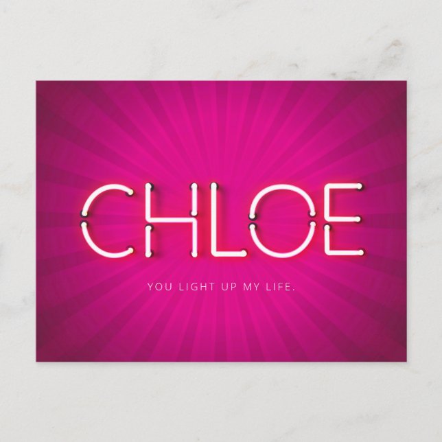 Chloe name in glowing neon lights postcard (Front)