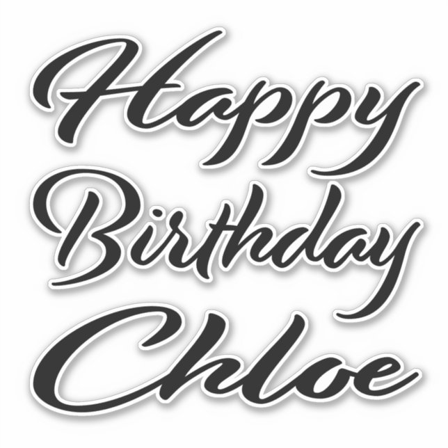 Chloe Nom Prénom Anniversaire de Black Sticker (Devant)
