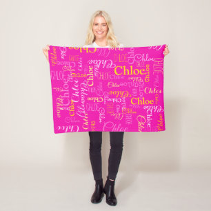 Chloe personalized short name hot pink blanket