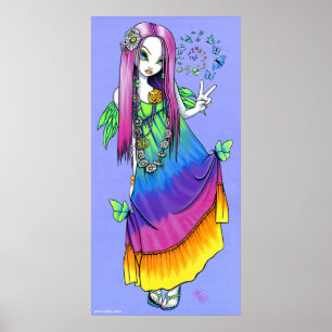 "Chloe" Rainbow Peace Hippie Fairy Poster