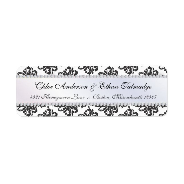 Chloe Silk Damask Couples Address Label (Front)