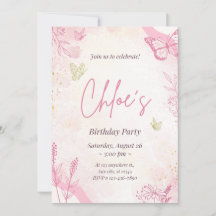 Chloe's first birthday party invitation cards 
