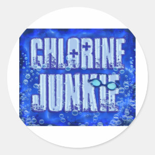 chlorine junkies classic round sticker
