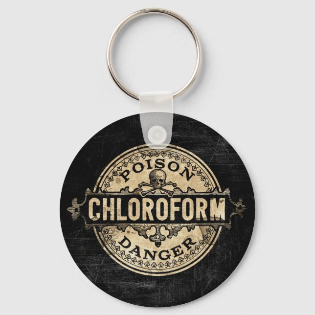 Chloroform Vintage Style Poison Label Keychain (Front)
