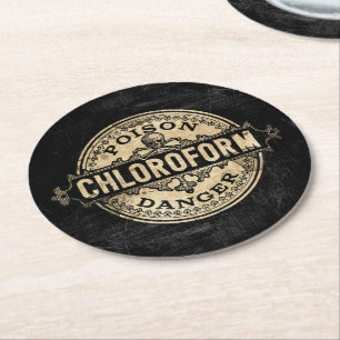 Chloroform Vintage Style Poison Label Round Paper Coaster