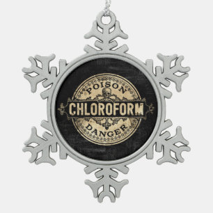 Chloroform Vintage Style Poison Label Snowflake Pewter Christmas Ornament