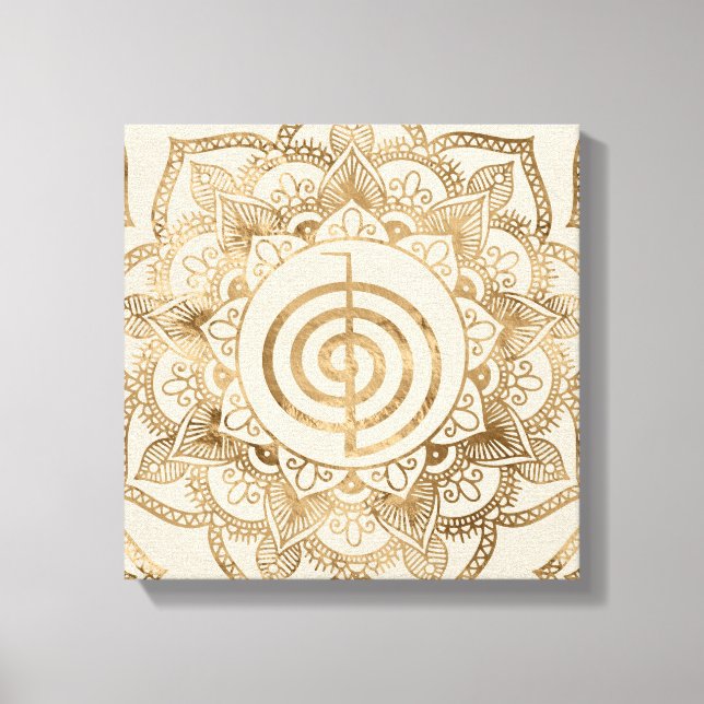 Cho Ku Rei - pastel gold lotus mandala Canvas Print (Front)