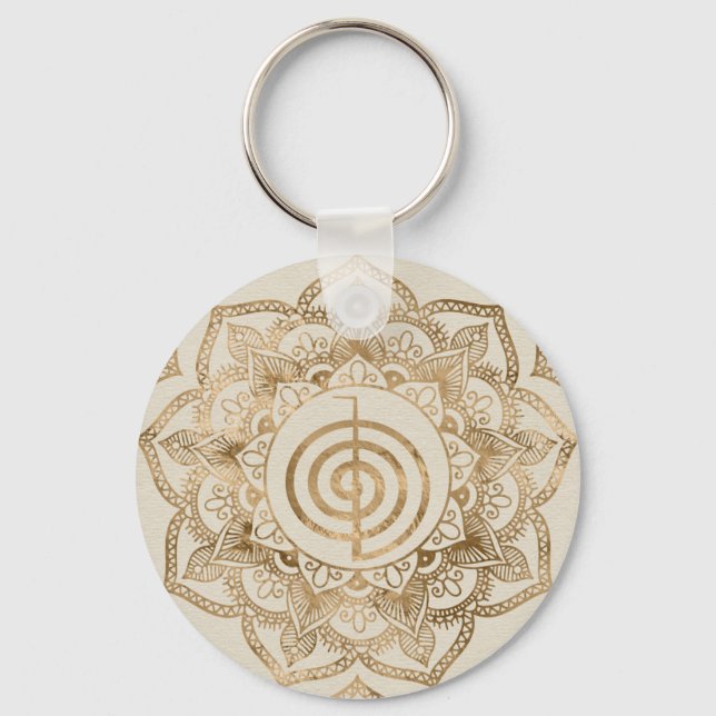 Cho Ku Rei — pastel gold lotus mandala Keychain (Front)