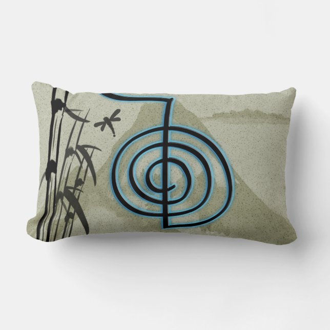 Cho Ku Rei Reiki Mountain Lumbar Pillow (Front)
