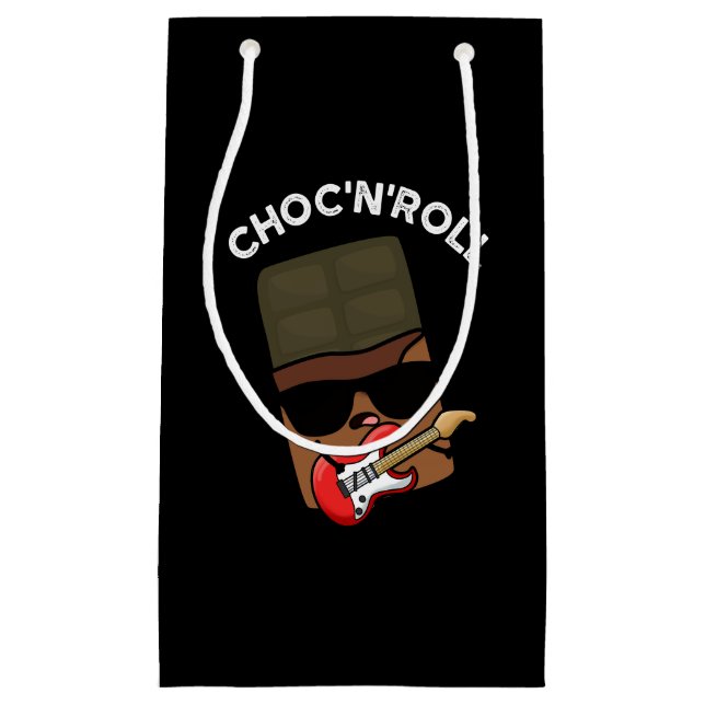 Choc And Roll Funny Chocolate Pun Dark BG Small Gift Bag (Front)
