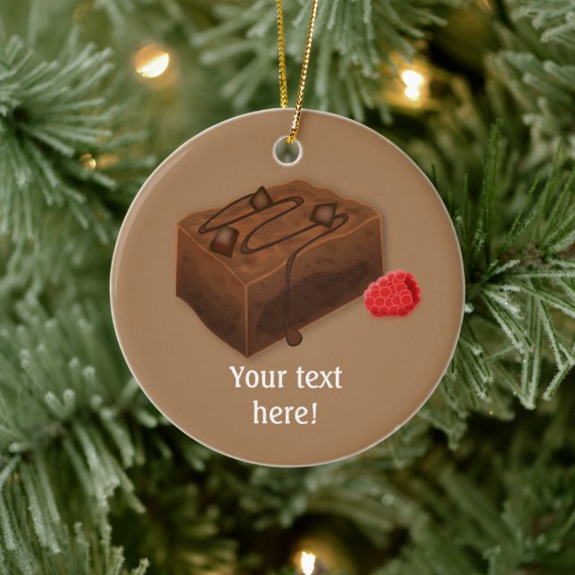 Choc Chip Brownies with Raspberry, your colour Ceramic Ornament (Tree)
