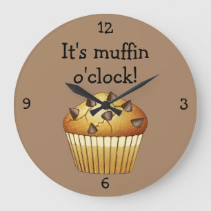 Choc Chip Muffin on Pale Coffee (customizable) Lar Large Clock
